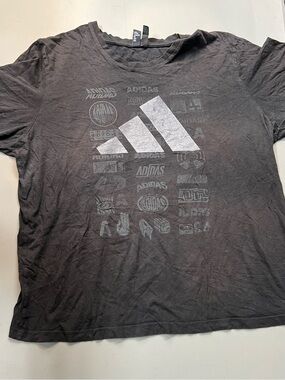 Adidas Graphic Logo Tee Black XL Faded Athletic Shirt